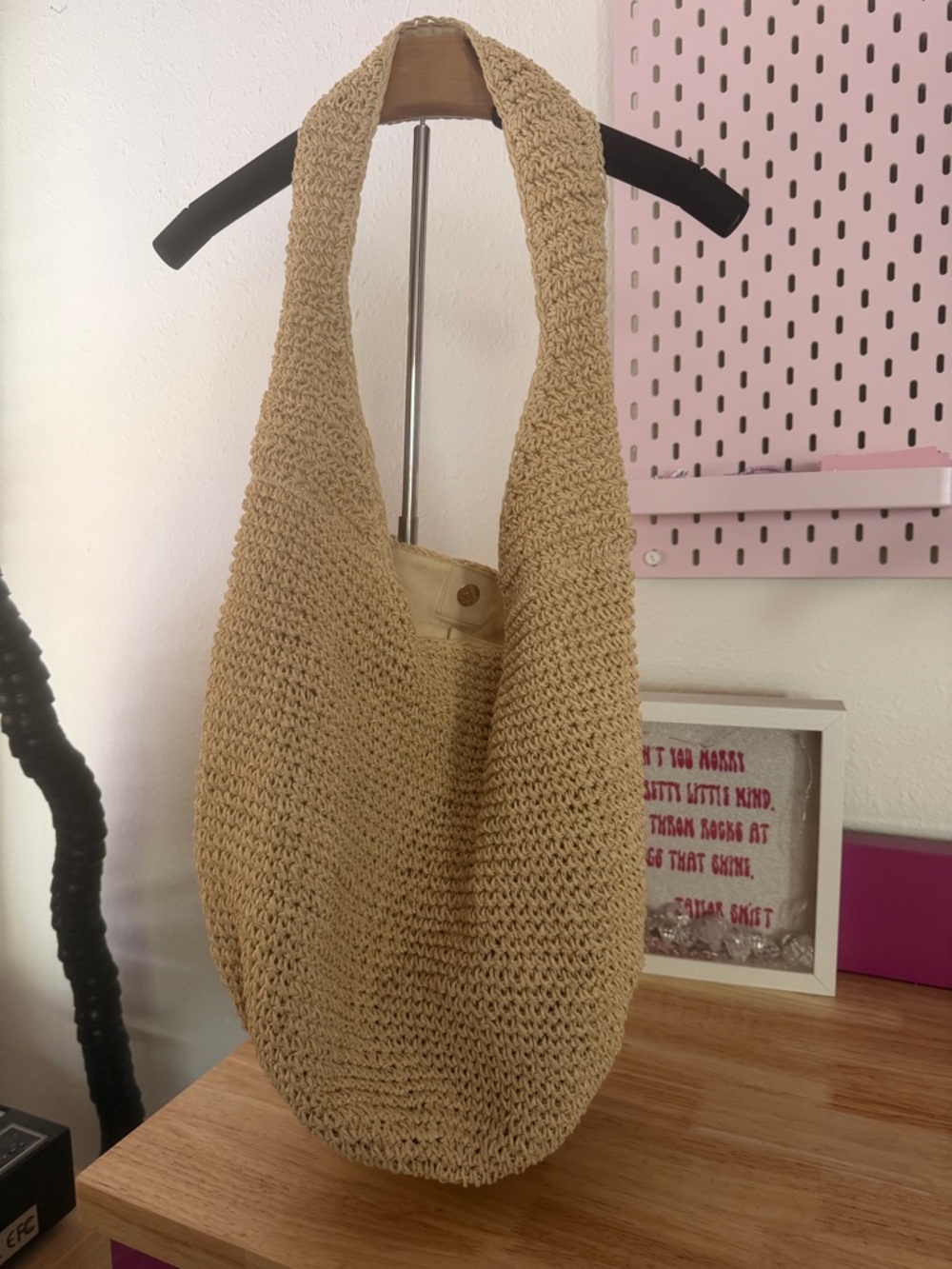 Handwoven Straw Tote Bag in Natural Beige